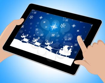 Xmas Reindeer Meaning New Year And Snow Tablet