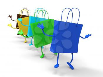 Shopping Bags Dancing Shows Retail Buys Or Buying