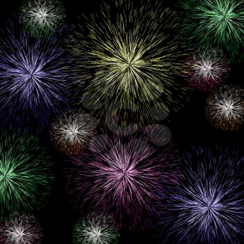 Exploding Fireworks Background As Holiday Or Independence Celebrations