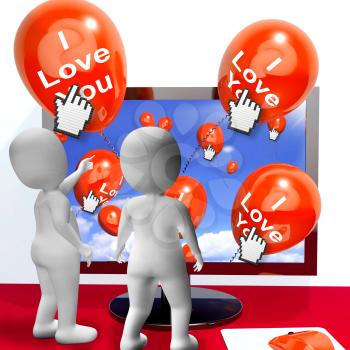 I Love You Balloons Representing Internet Greetings for Lovers