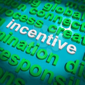 Incentive Word Cloud Showing Bonus Inducement Reward