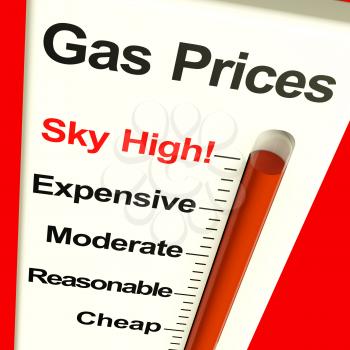 Gas Prices Sky High Monitor Showing Soaring Fuel Expense