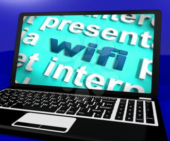 Wifi Laptop Showing Internet Hotspot Wi-fi Access Or Connection