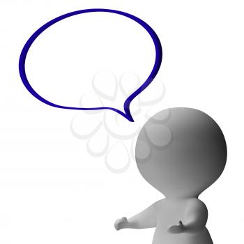 Speech Bubble And 3d Character Showing Speaking Or Announcement