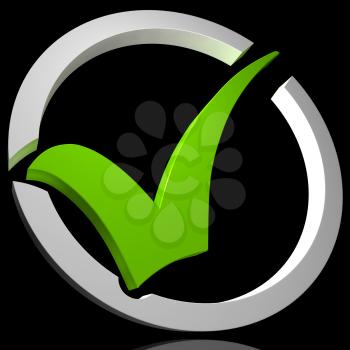 Green Tick Circled Showing Quality Excellence Approved Passed Satisfied