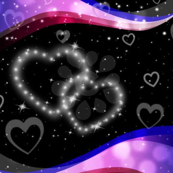 Twinkling Hearts Background Meaning Night Sky And Love
