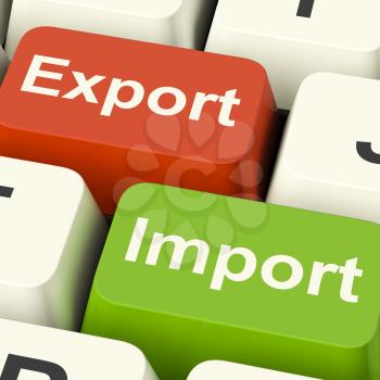 Export And Import Keys Shows International Trade Or Global Commerce