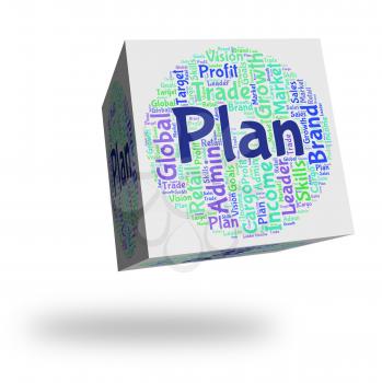 Plan Word Representing Stratagem Strategy And Words