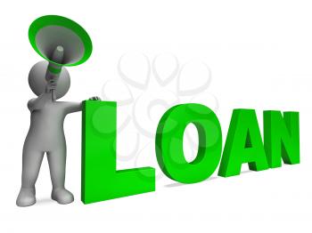 Loan Character Showing Bank Loans Mortgage Or Loaning
