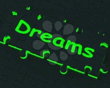Dreams Glowing Puzzle Shows Desires, Wishes And Ambitions