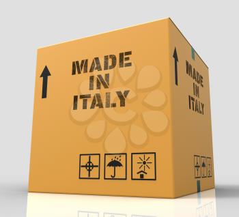 Made In Italy Showing Manufactured Package And Purchase 3d Rendering