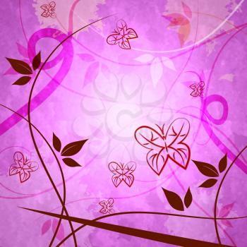 Background Floral Indicating Bloom Butterflies And Design