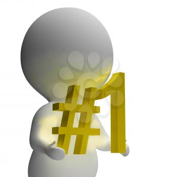 Number One 3d Character Showing First Place