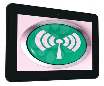 Wifi Tablet Showing Wireless Internet Access Transmitter