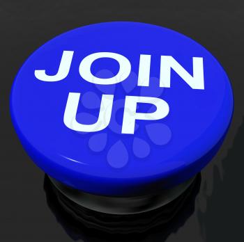 Join Up Button Showing Joining Membership Register