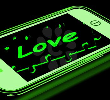 Love On Smartphone Showing Romantic Text Messages And Proposal Calls
