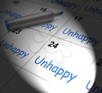 Unhappy Calendar Displaying Problems Stress Or Sadness