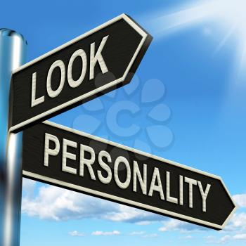 Look Personality Signpost Showing Appearance And Character