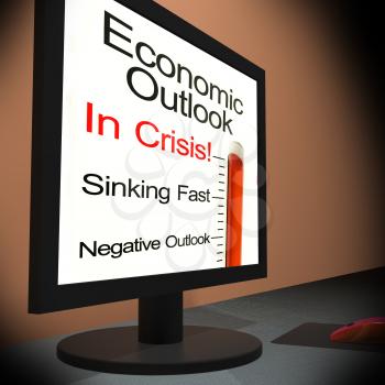 Economic Outlook On Monitor Showing Financial Forecasting Or Monetary Predictions
