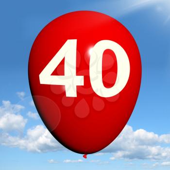 40 Balloon Showing Fortieth Happy Birthday Celebration