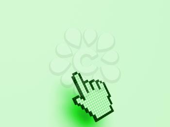 Cursor Hand On Green Background Showing Blank Copyspace Website
