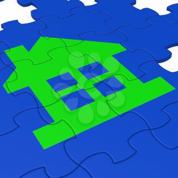 House Puzzle Shows Real Estate And Construction