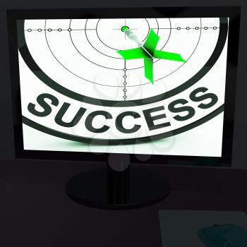 Success On Monitor Shows Progress And Successful Completion