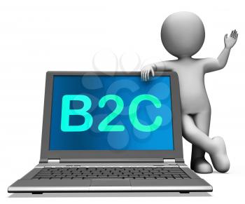 B2c Laptop And Character Showing Business To Customer Or Consumer