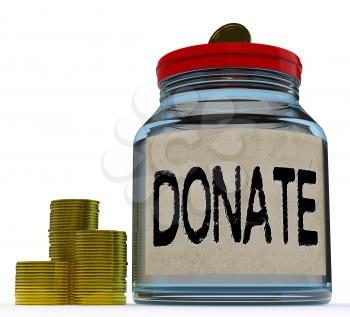Donate Jar Showing Fundraising Charity And Contributions