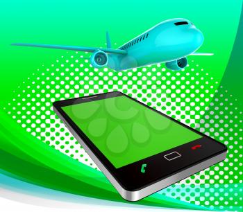 Book Flights Showing Fly Phone And Jet