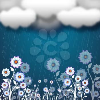 Background Clouds Representing Clothes Pegs And Petals
