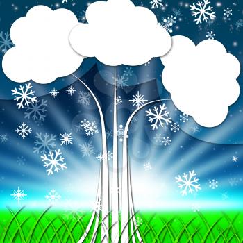 Tree Background Showing Snowflakes Snowing And Winter
