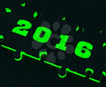 Two Thousand And Sixteen On Puzzle Showing Year 2016 Resolution