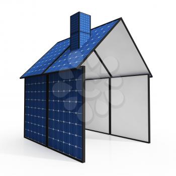 Solar Panel House Showing Renewable Energy Or Power