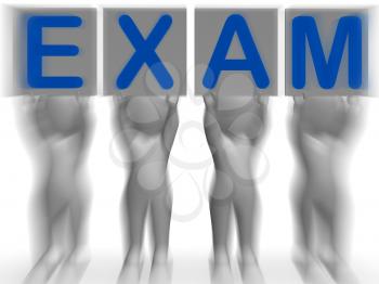 Exam Placards Meaning Extreme Questionnaire Or Examination