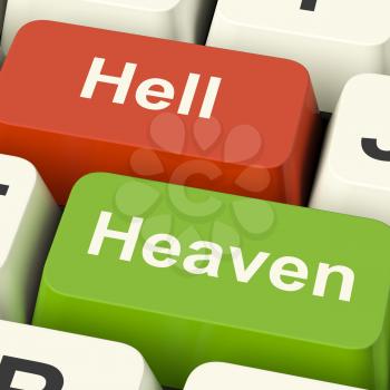 Heaven Hell Computer Keys Shows Choice Between Good And Evil Online