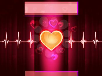 Red Heart Background Showing Life Beating And Pillar

