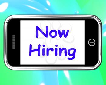 Now Hiring On Phone Showing Recruitment Online Hire Jobs