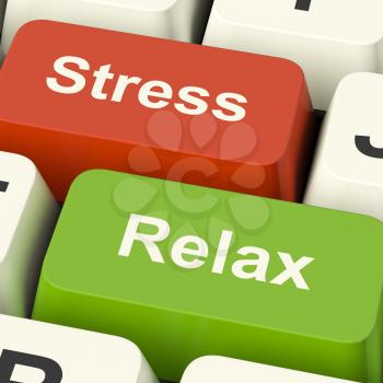 Stress Relax Computer Keys Shows Pressure Of Work Or Relaxation Online