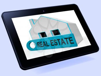Real Estate House Tablet Meaning Homes Or Buildings On Property Market