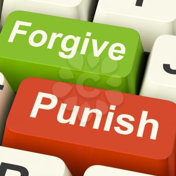 Punish Forgive Keys Showing Punishment or Forgiveness