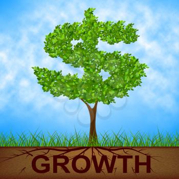 Growth Tree Indicating American Dollars And Financial