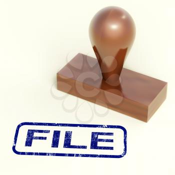 File Rubber Stamp Showing Organising Documents And Papers