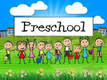 Preschool Kids Banner Showing Day Care And Children's