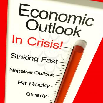 Economic Outlook In Crisis Monitor Showing Bankruptcy And A Depression