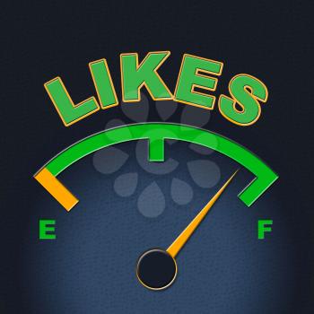 Likes Gauge Indicating Social Media And Dial