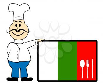 Chef Bulgaria Showing Cooking In Kitchen And Chef's Hat