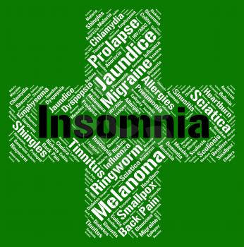 Insomnia Word Showing Sleep Apnea And Insomniac