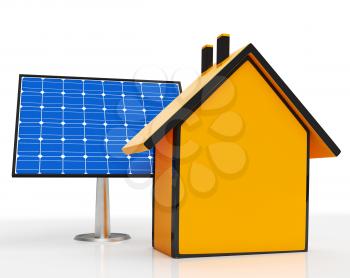 Solar Panel By Home Showing Renewable Energy