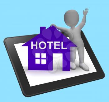 Hotel House Tablet Showing Vacation Accommodation And Rooms